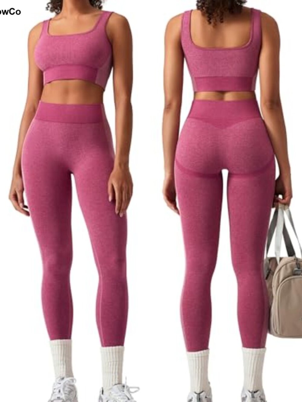 Seamless Square Neck Sports Bra & High Waist Butt Lifting Leggings 2-Piece